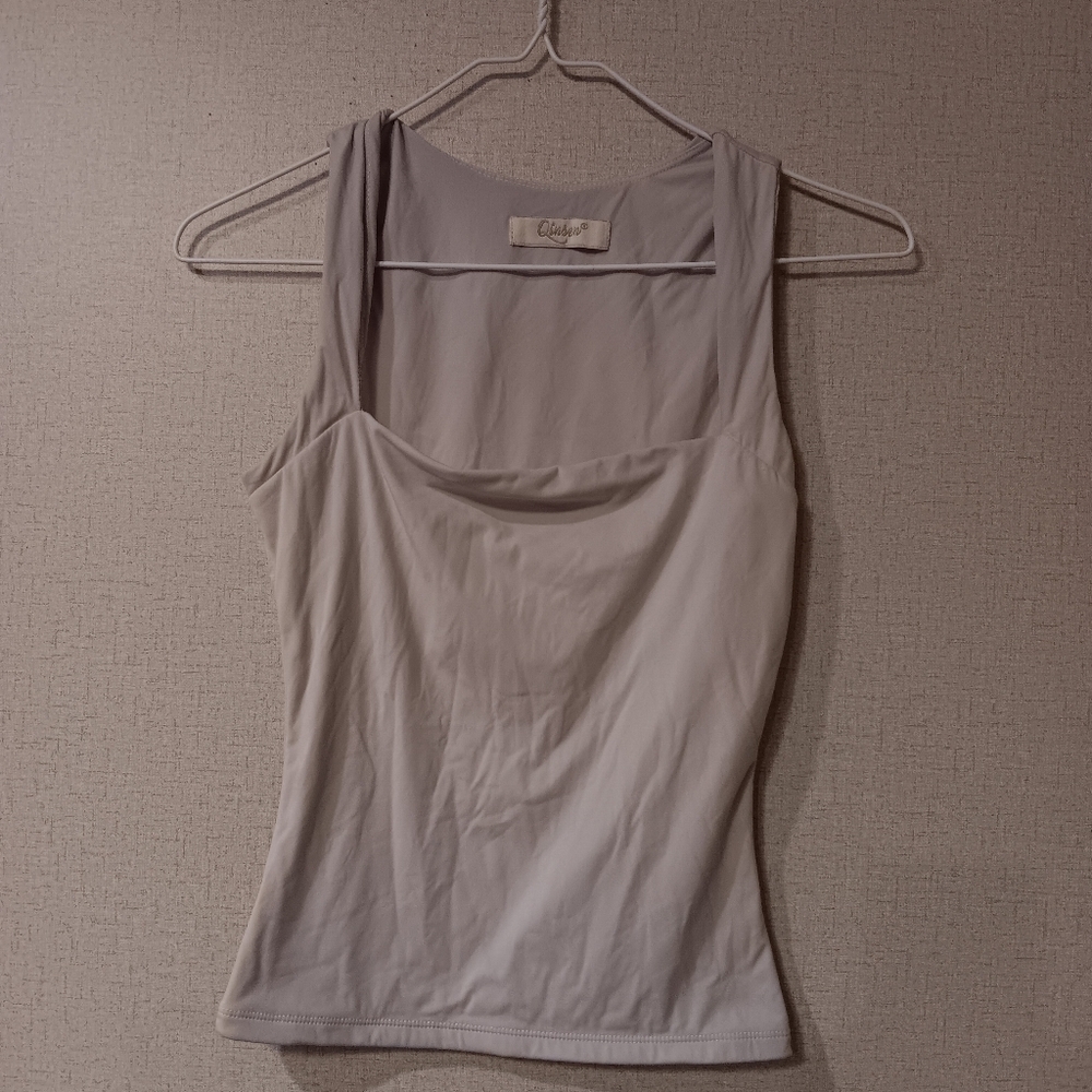 Qinsen Elegant Gray Camisole Top